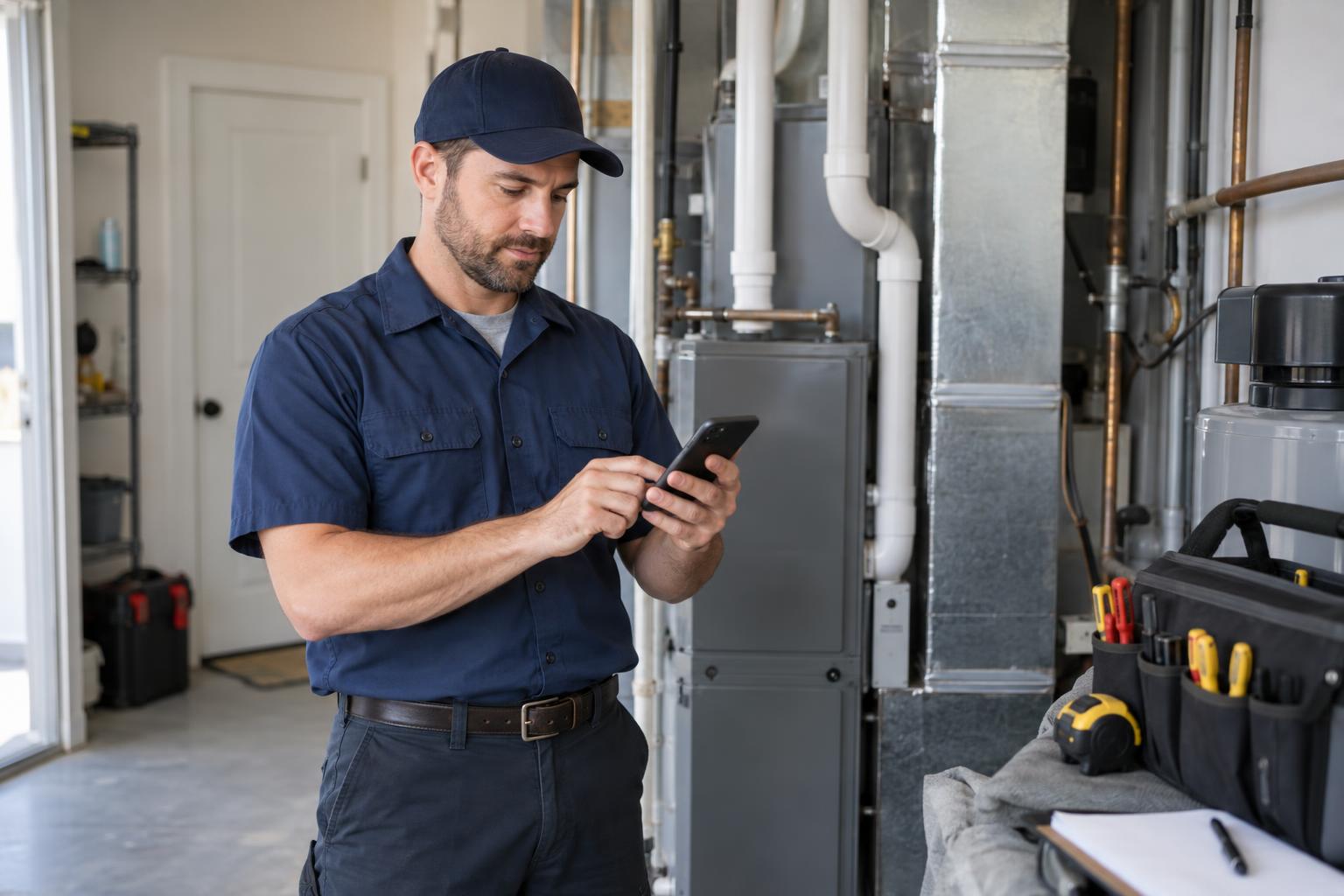 Contractor reviewing a customer follow-up text on Android
